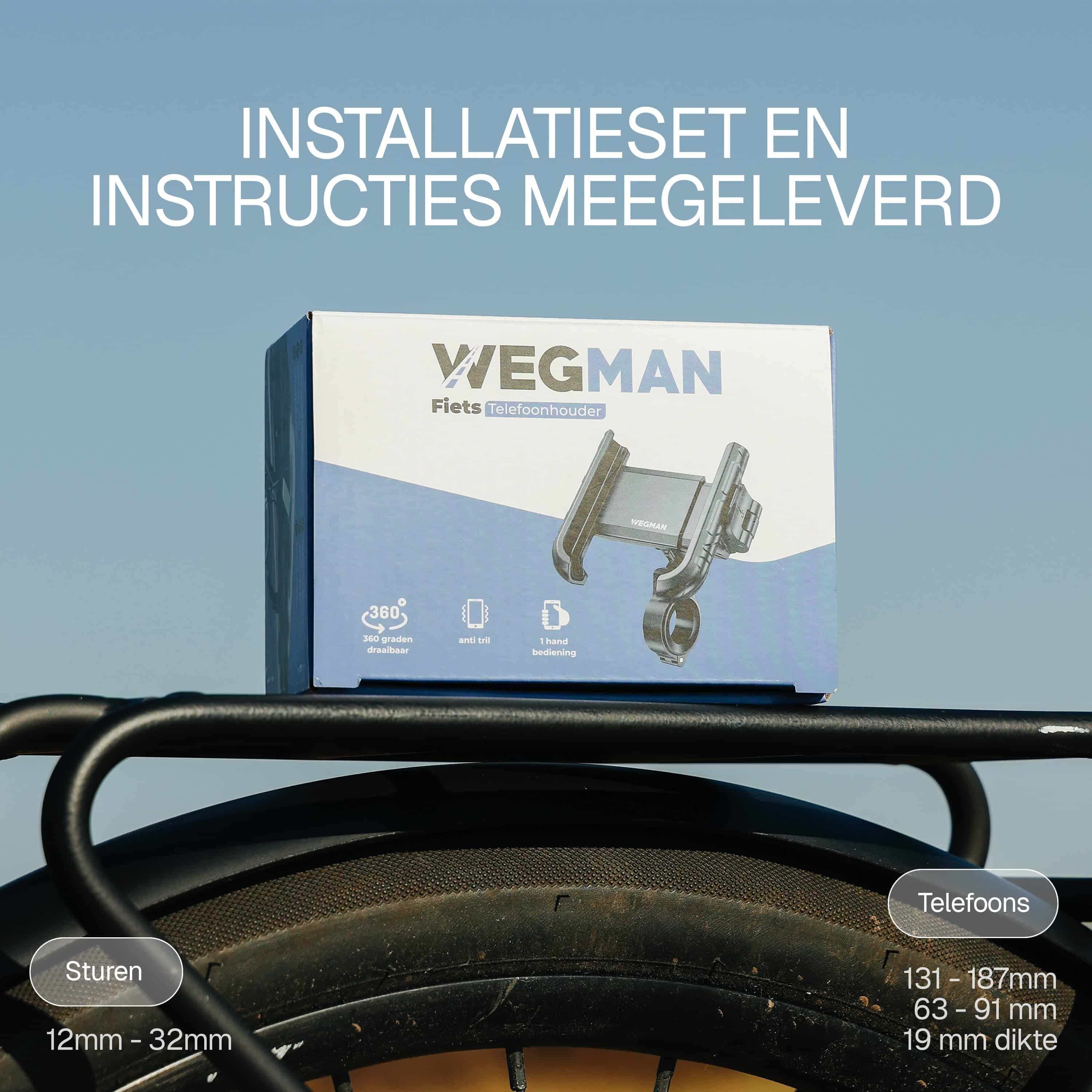 Verpakking van Wegman fiets telefoonhouder achterop de fiets