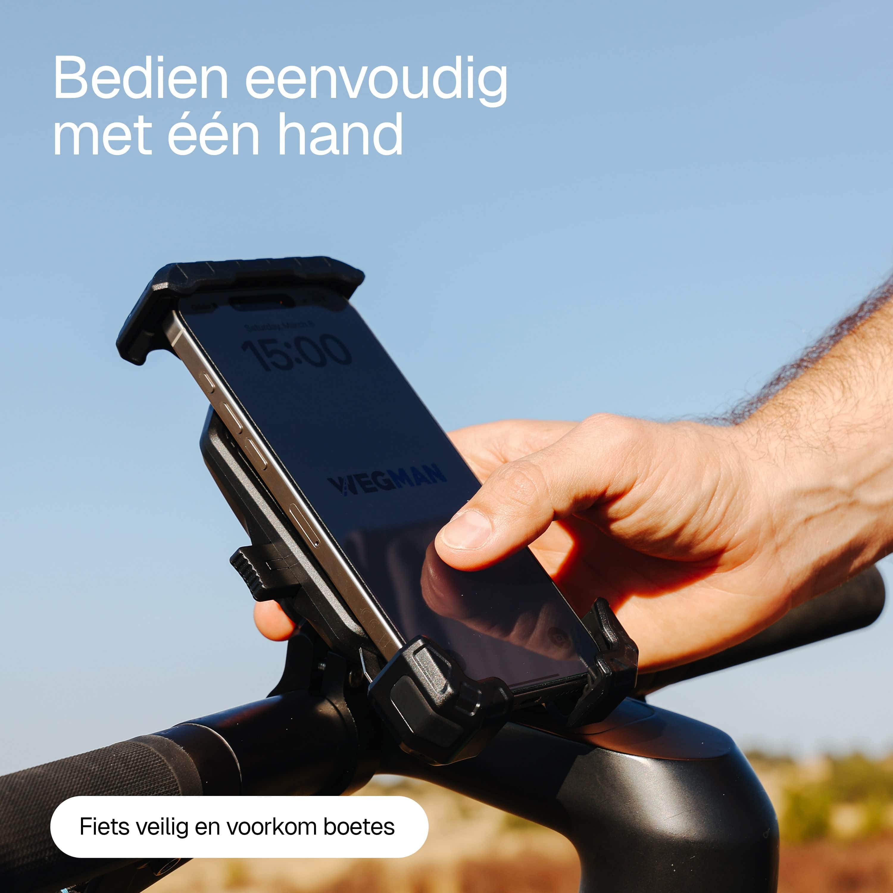 Telefoonhouder fiets makkelijk bedienbaar met één hand