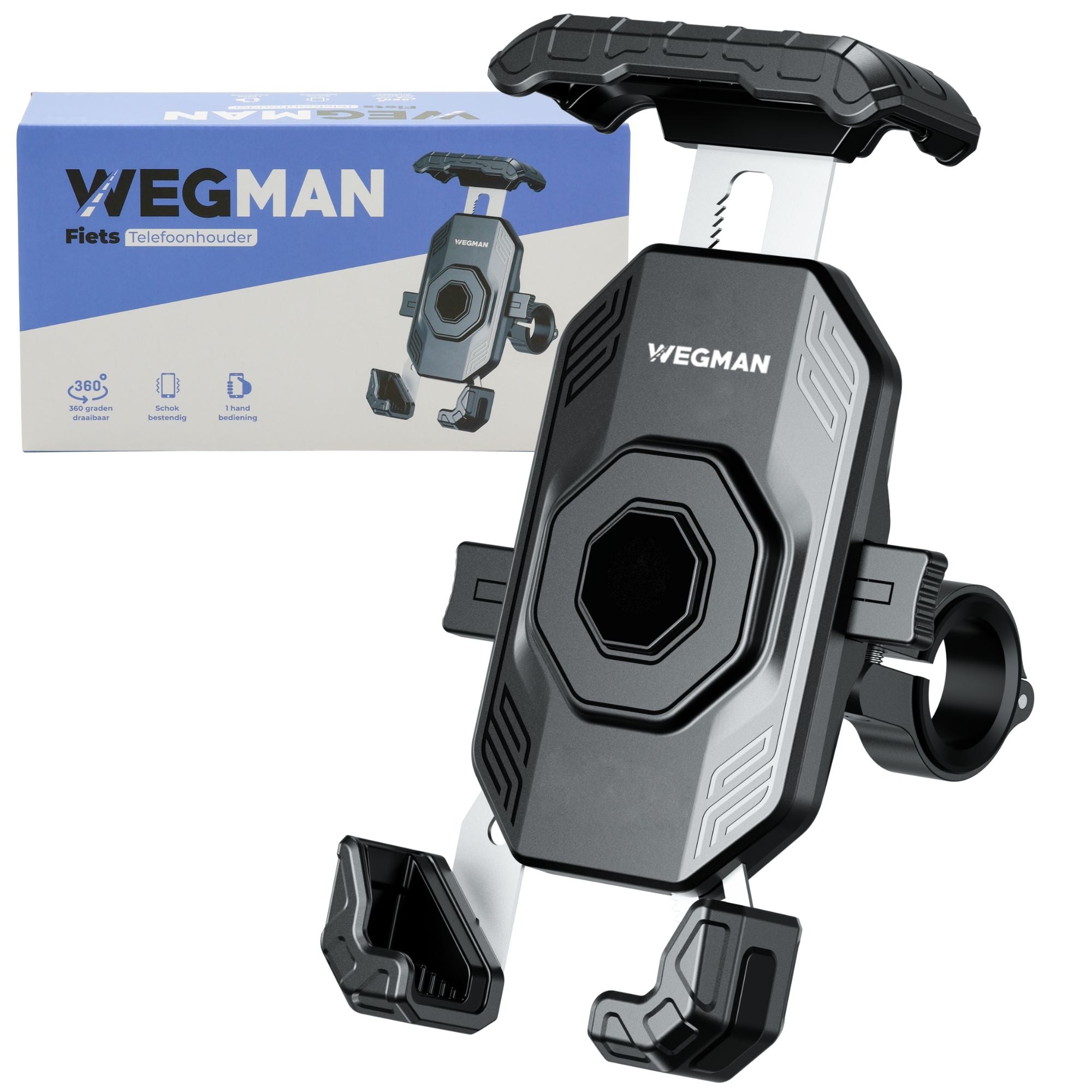 Wegman universele fiets telefoonhouder met stevige grip voor veilige smartphonebevestiging