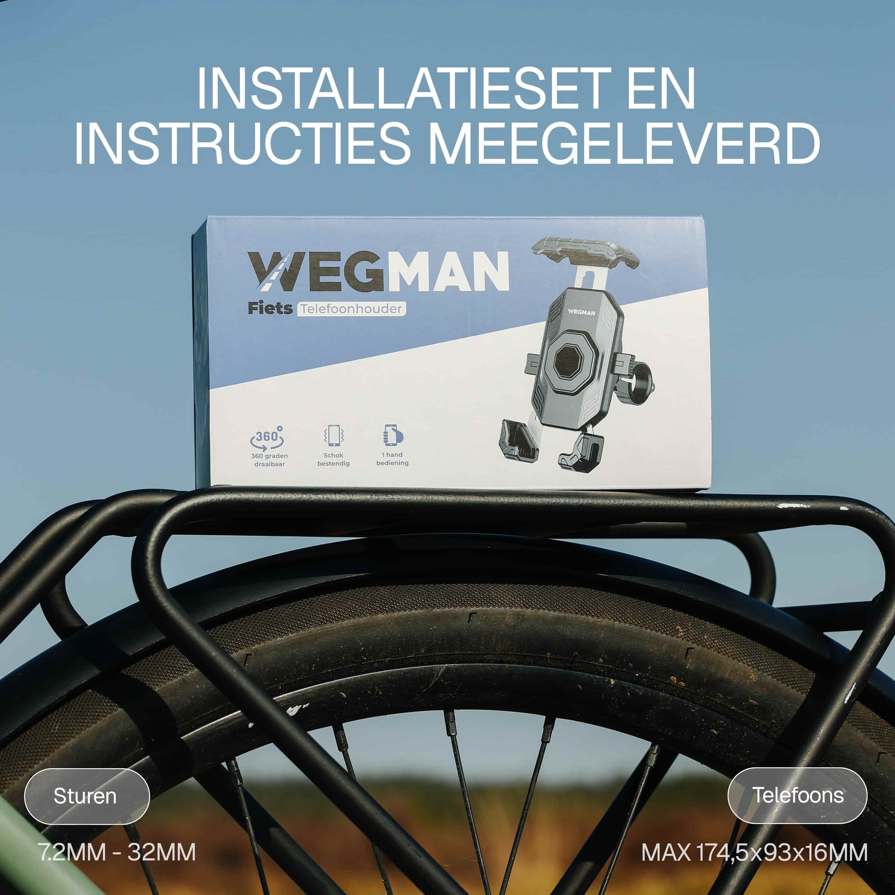 Verpakking van Wegman fiets telefoonhouder achterop de fiets