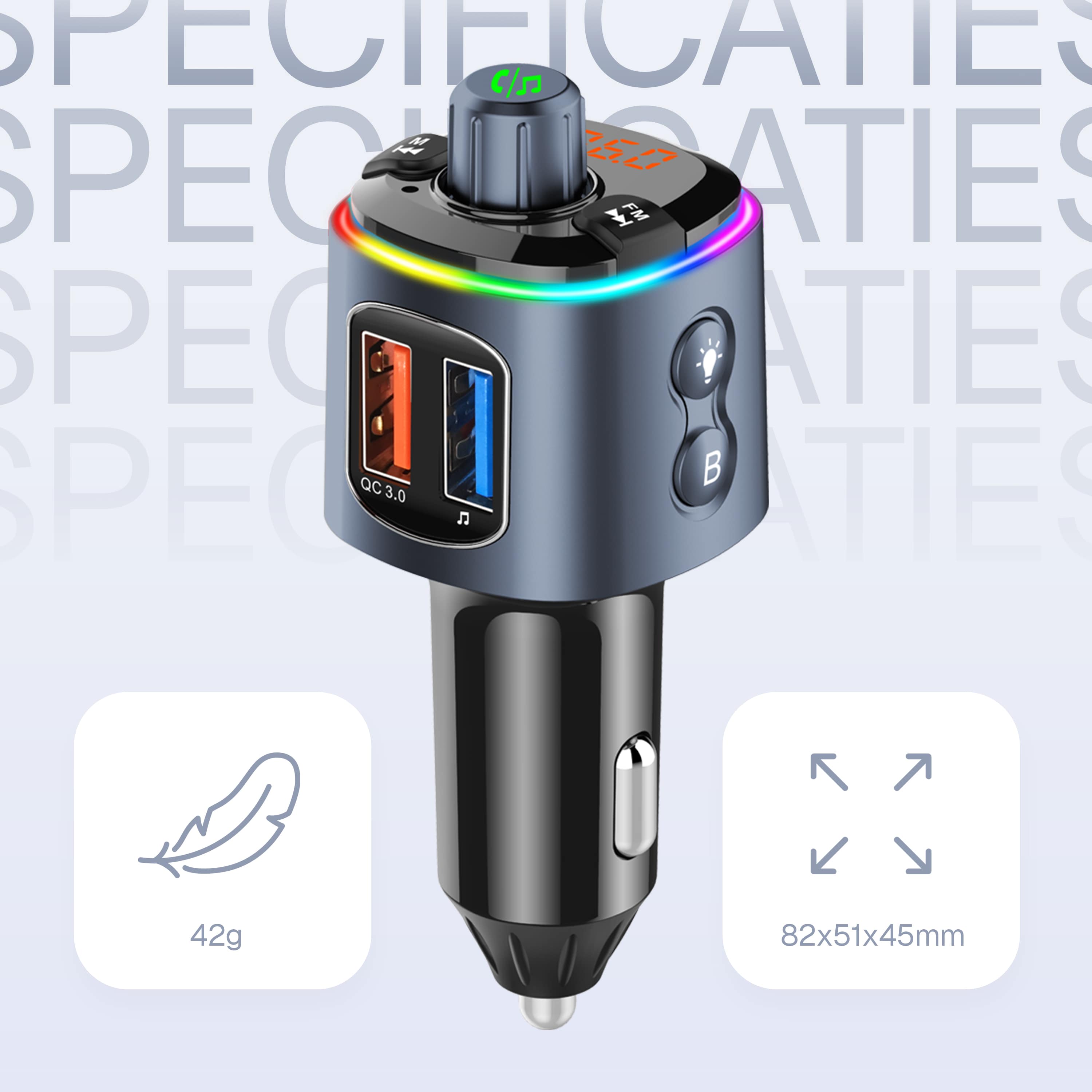 Specificaties voor Wegman FM Transmitter in auto